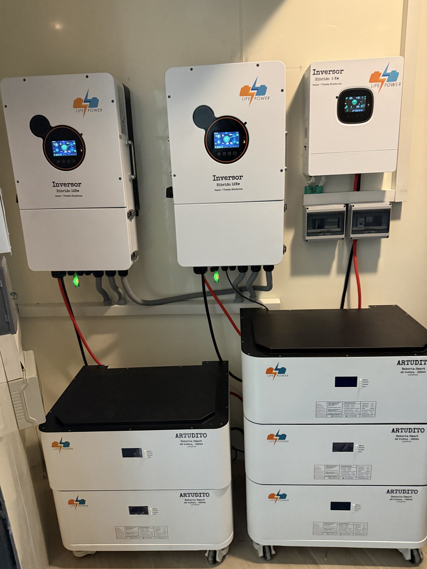 Baterías Artudito 48V 300Ah en instalación con inversores Life Power