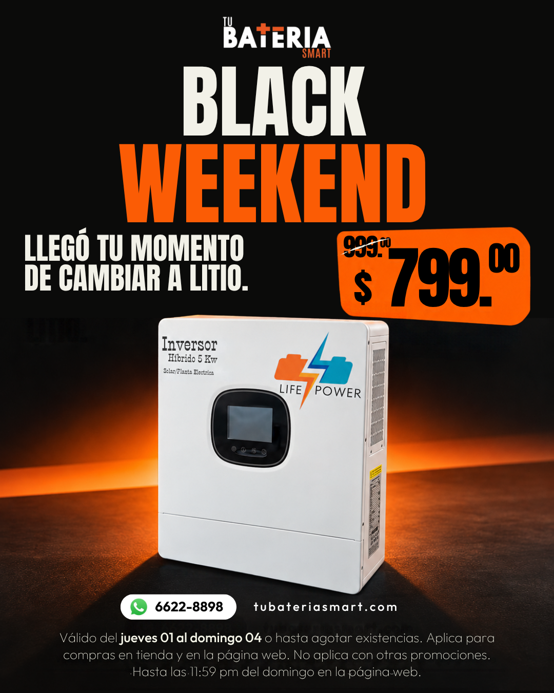 Black Weekend - Inversor Híbrido 5kW Life Power $799