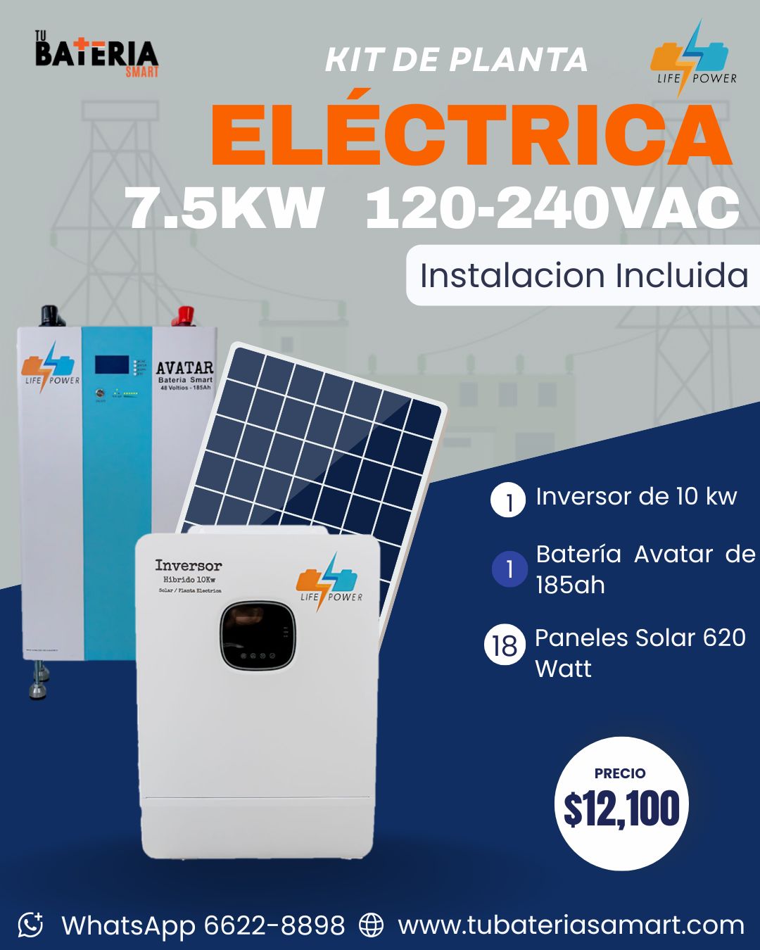 Kit de Planta Eléctrica 7.5KW 120-240VAC