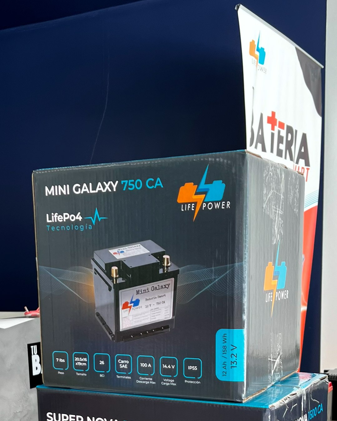 Caja de la MINI GALAXY 12V 750 CA con medidas BCI 26: 20.5 x 16 x 19 cm