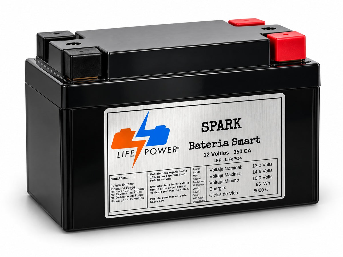 Batterie Spark 12V 350CA LiFePO4, Seitenansicht mit Polen
